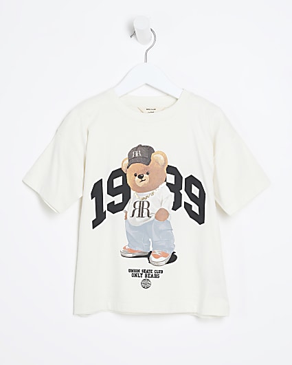 Mini boys beige bear graphic t-shirt