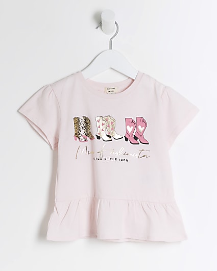 Mini girls pink cowboy graphic t-shirt