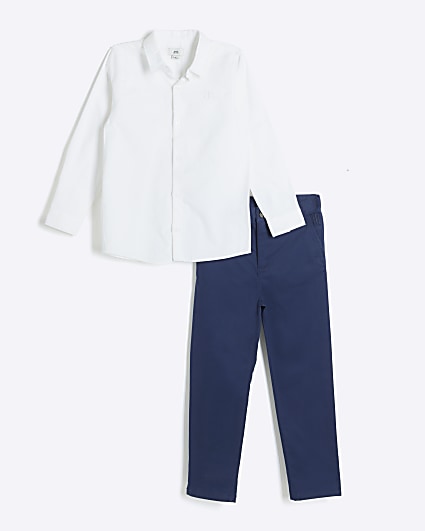 Boys navy shirt and chino trousers set