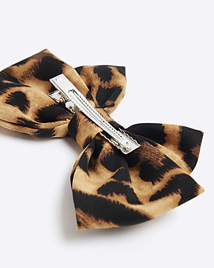 Brown Leopard Print Bow Hair Clip