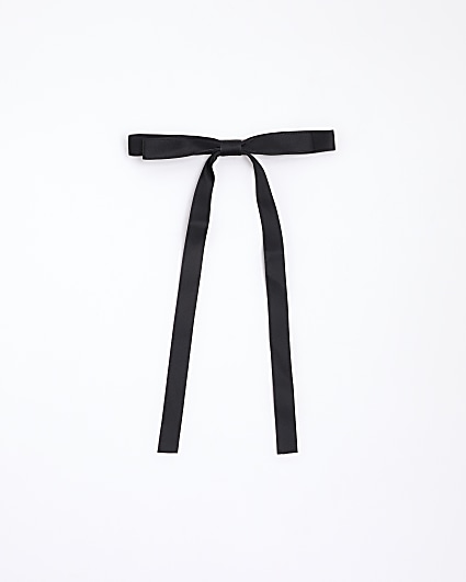 Black satin bow hair clip