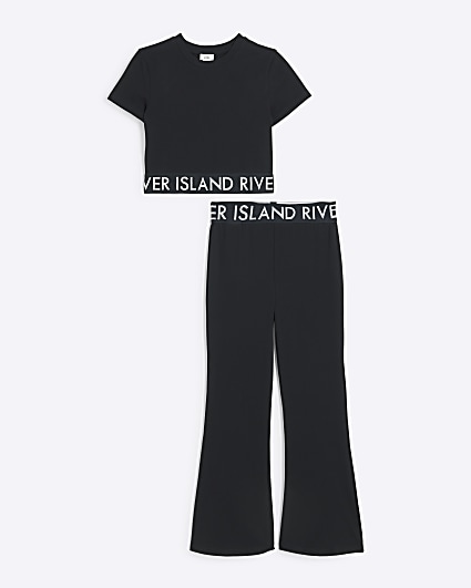 Girls black RI t-shirt and leggings set