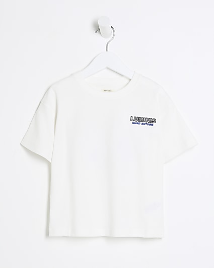 Mini boys white embroidered t-shirt