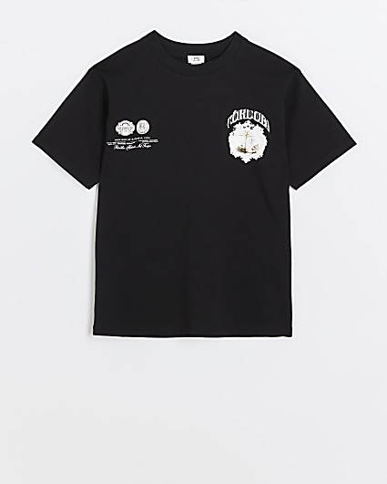 Boys black graphic print t-shirt