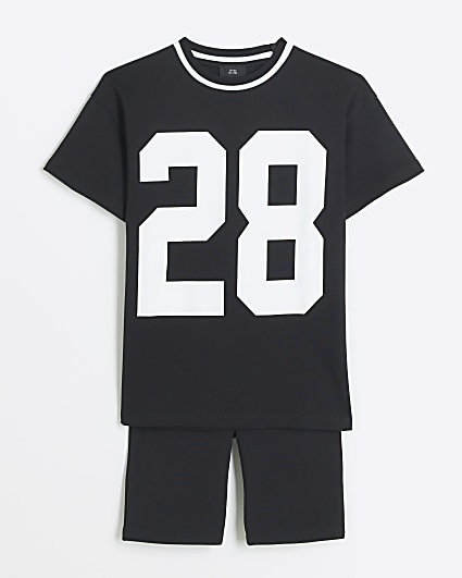 Girls black tennis number t-shirt set