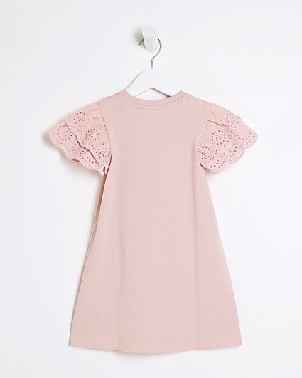 Mini girls pink bag print t-shirt dress