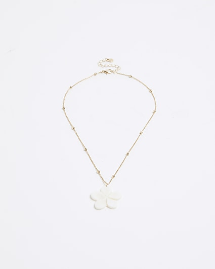 Gold colour hibiscus pendent necklace