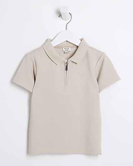 Mini boys stone half zip smart polo shirt