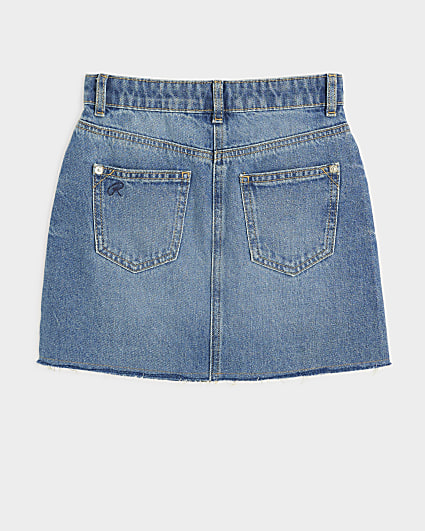 Girls blue denim midwash mini skirt