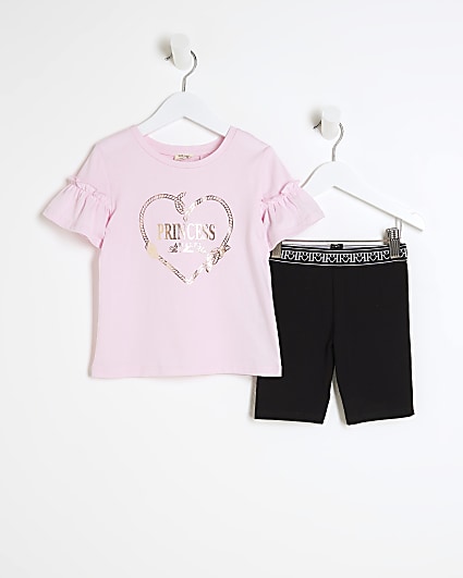 Mini girls pink princess t-shirt set