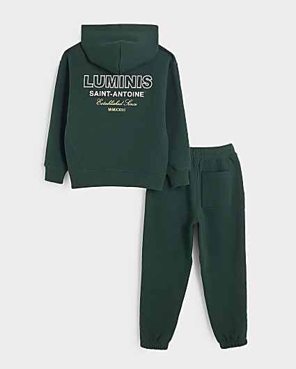 Boys green embroidered hoodie and joggers set