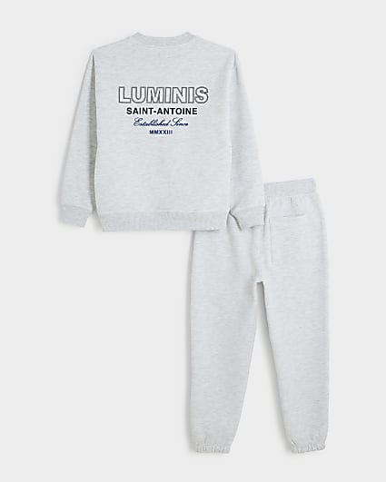 Boys grey embroidered Luminis sweatshirt set
