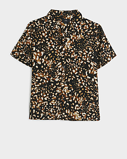 Boys black leopard print shirt