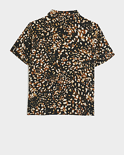 Boys black leopard print shirt