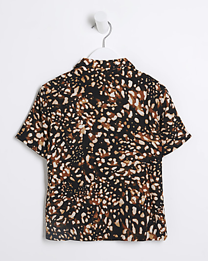 Mini boys black leopard print shirt