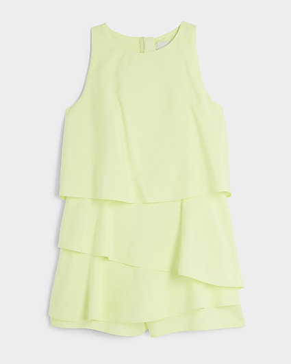 Girls lime layered playsuit