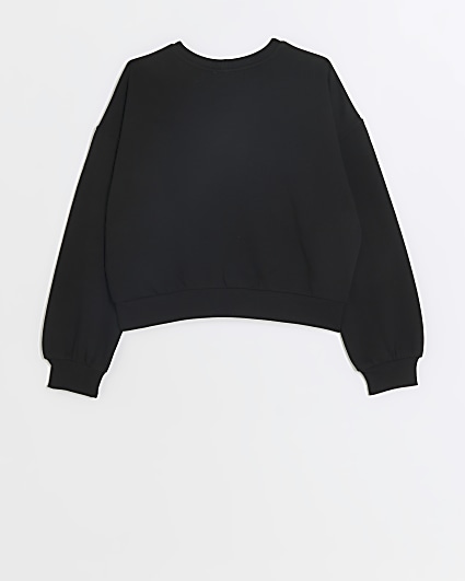 Girls black animal print bear sweatshirt