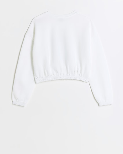 Girls white leopard print perfume sweatshirt