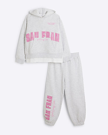 Girls grey hybrid hoodie and joggers set