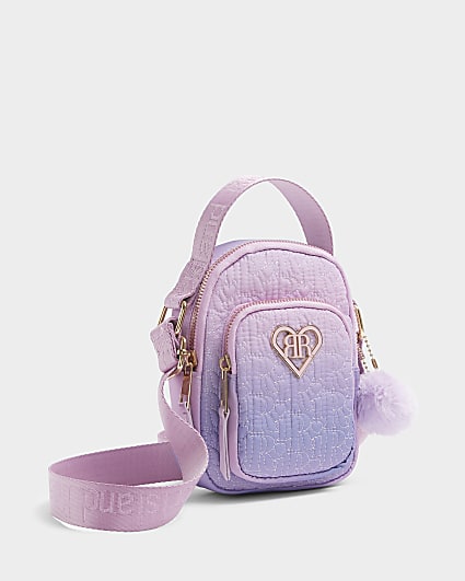 Girls blue embroidered ombre cross body bag