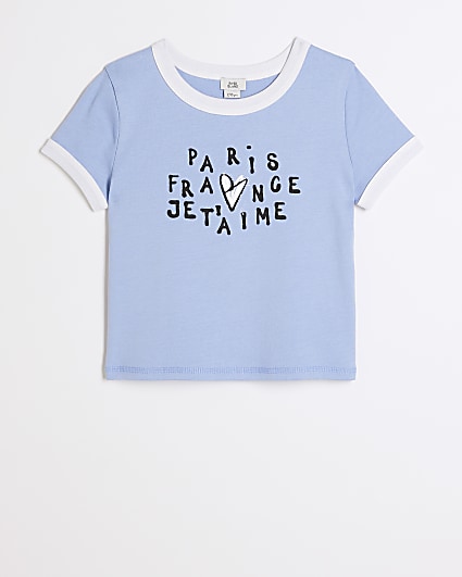 Girls blue graphic print t-shirt
