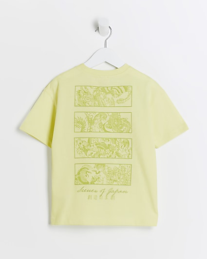 Mini Boys Lime Japanese Back Print T-shirt