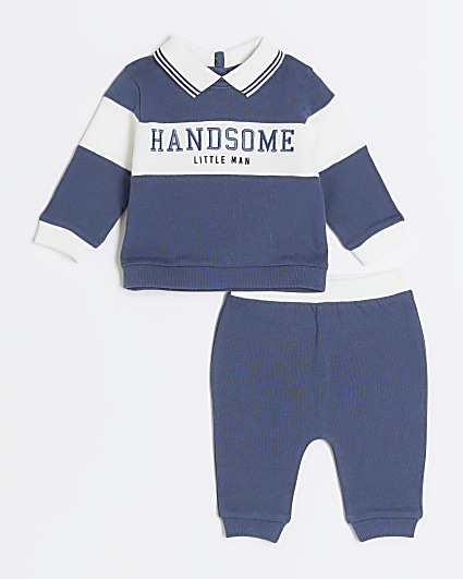 Baby boys blue embroidered sweatshirt set