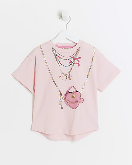 Mini girls pink necklace bag t-shirt