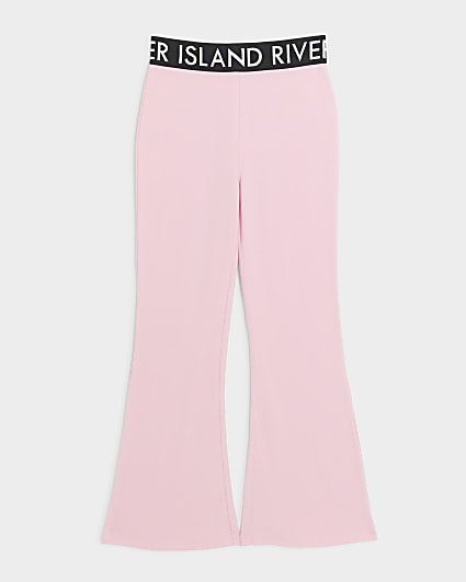 Girls pink RI waistband kickflare leggings