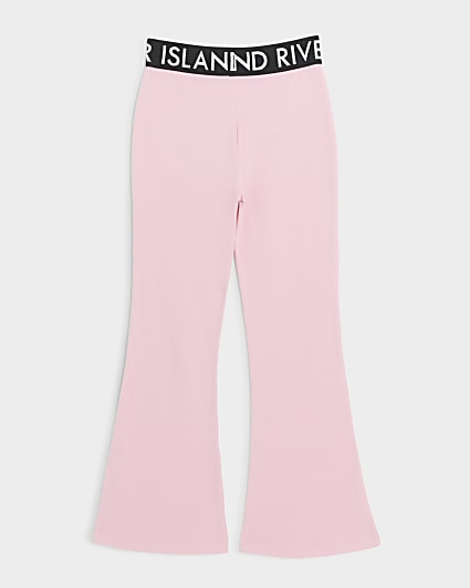 Girls pink RI waistband kickflare leggings