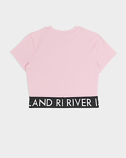 Girls pink RI waistband t-shirt