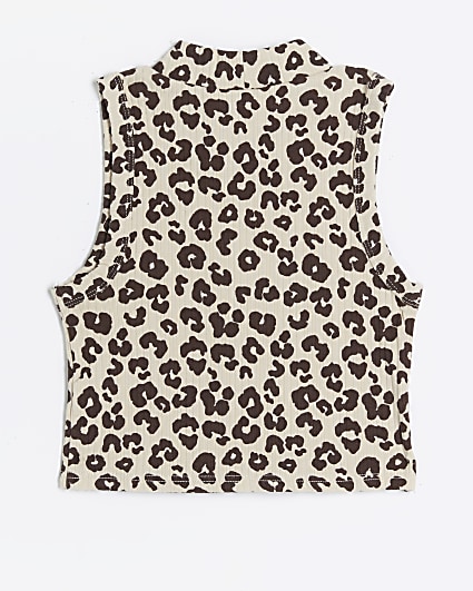 Girls beige leopard print tank top