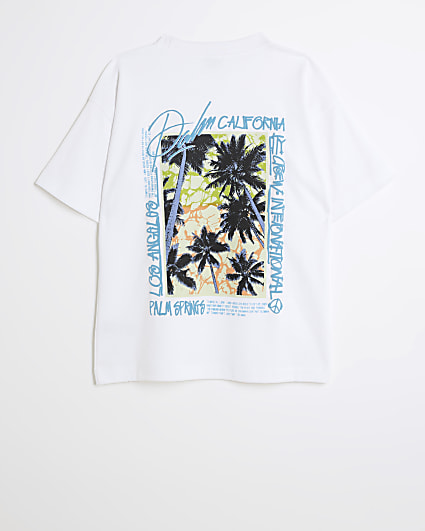 Boys white palm tree graphic t-shirt
