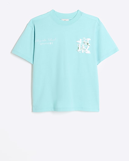 Boys blue Japanese graphic t-shirt