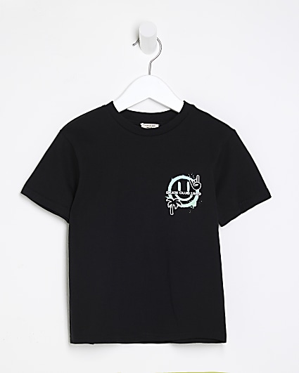 Mini boys black graphic t-shirt