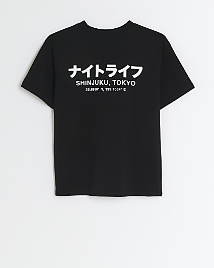 Boys black Japanese graphic t-shirt