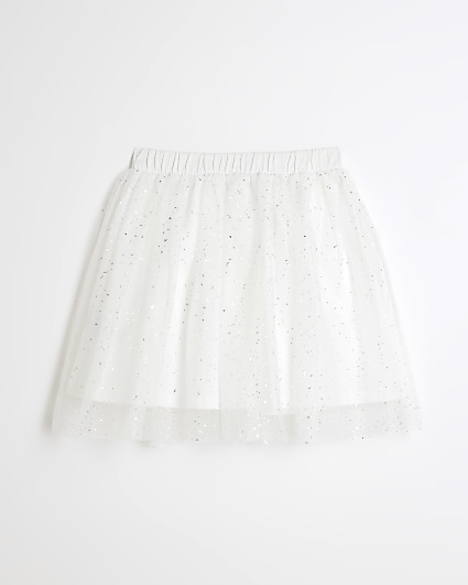 Girls cream glitter tutu skirt