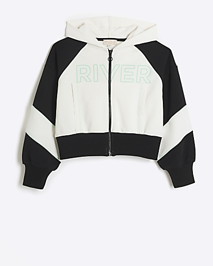 Girls cream RI Active zip up hoodie