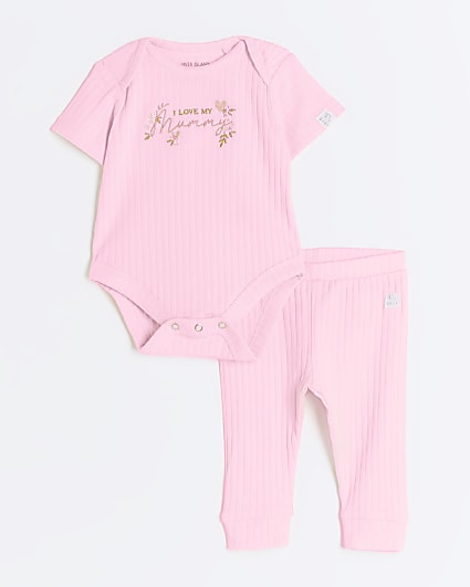 Baby girl pink embroidered all in one set