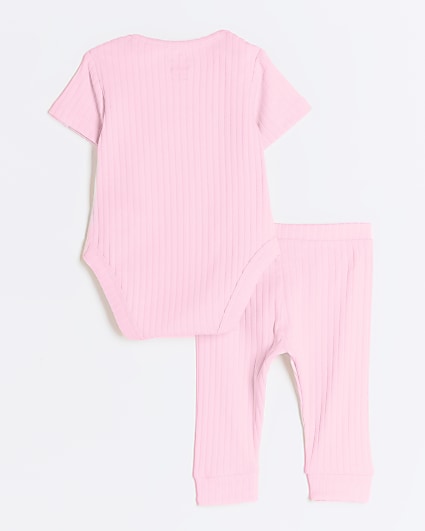 Baby girl pink embroidered all in one set