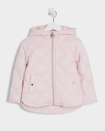 Mini girls pink zip up padded jacket