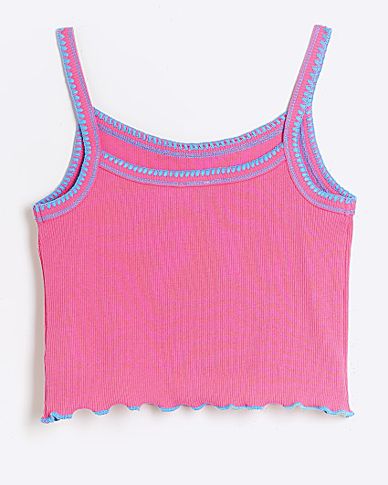 Girls pink whip stitch cami