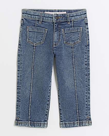 Girls blue cropped slim jeans