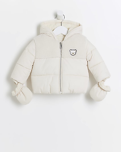 Baby beige bear padded jacket