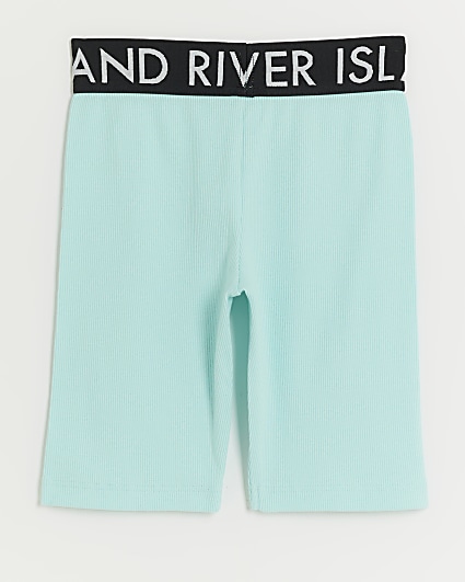 Girls turquoise RI waistband cycle shorts