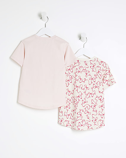Mini girls pink bow t-shirt 2 pack