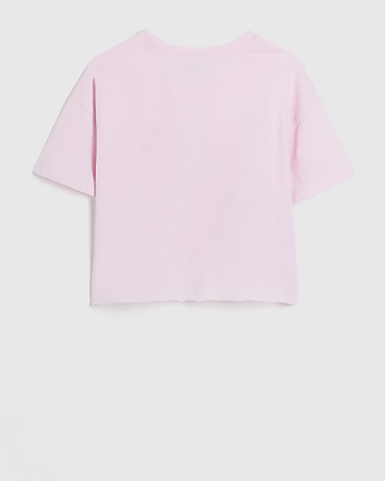 Girls pink embellished graphic t-shirt