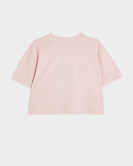Girls pink diamante graphic t-shirt