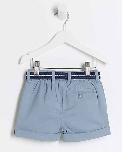 Mini Boys Grey Belted Chino Shorts