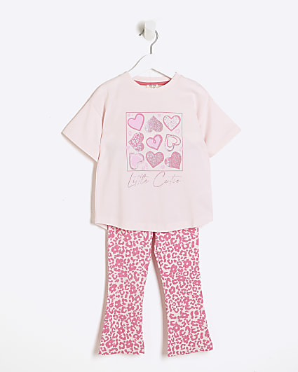 Mini girls pink graphic print t-shirt set